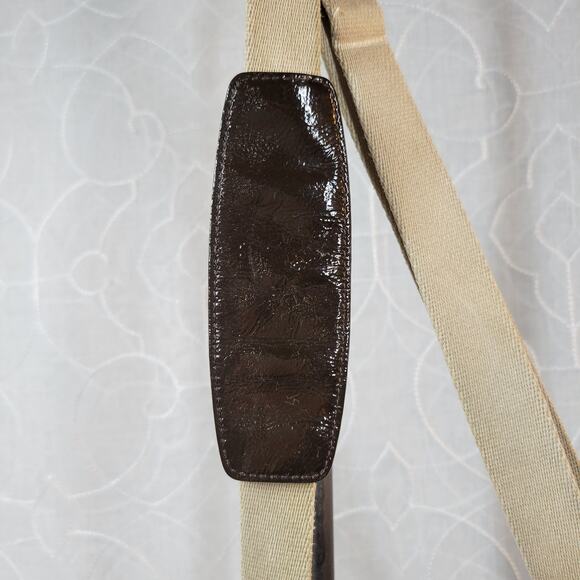 Coach Signature Cs Chain Link Op Art Bag Brown Purple Crossbody Fabric Leather - Picture 11 of 12